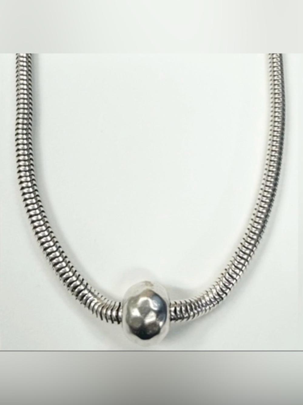 Silpada N2416 Sterling Silver Snake Chain Necklace Bead 16–17”